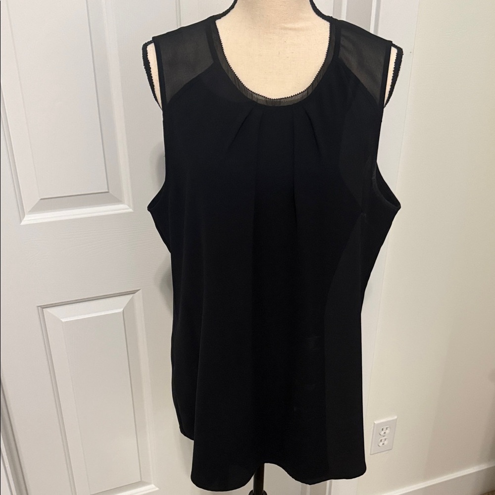 Soft Surroundings Black Sheer Accent Blouse